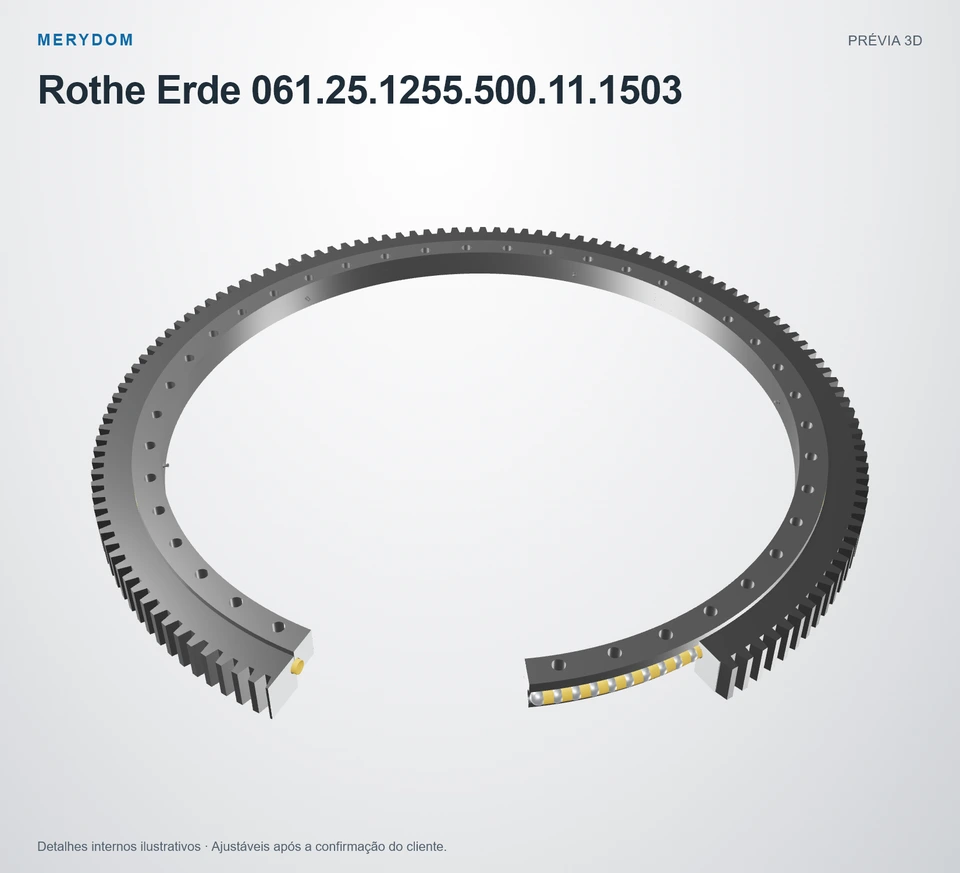 Prévia do modelo 3D do rolamento de giro de substituição MERYDOM para Rothe Erde 061.25.1255.500.11.1503.