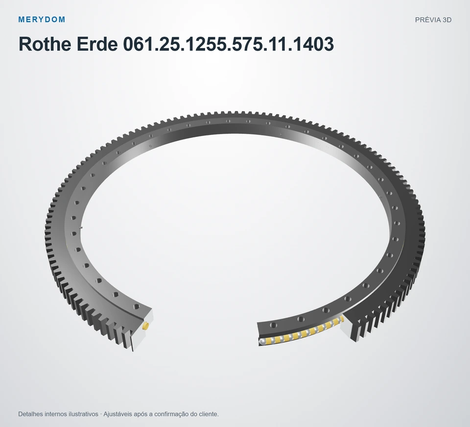 Prévia do modelo 3D do rolamento de giro de substituição MERYDOM para Rothe Erde 061.25.1255.575.11.1403.