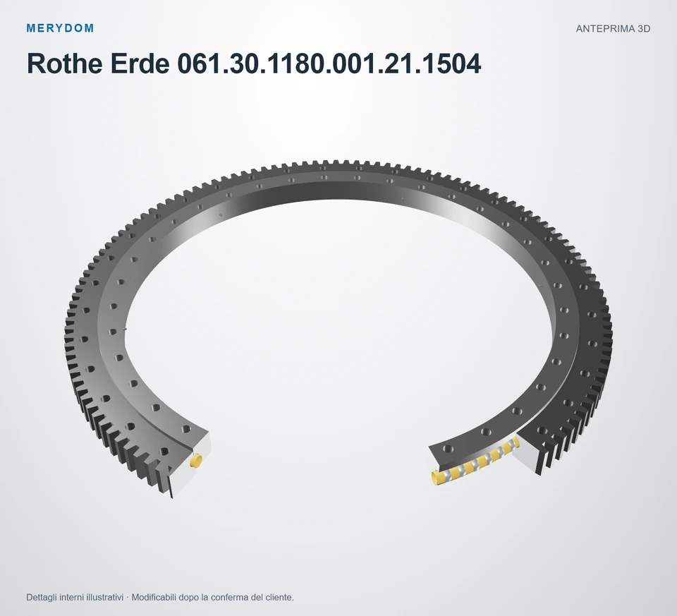 Anteprima del modello 3D del cuscinetto di rotazione sostitutivo MERYDOM per Rothe Erde 061.30.1180.001.21.1504.