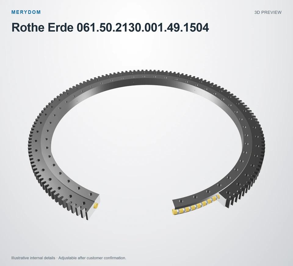 3D model preview of the MERYDOM replacement slewing bearing for Rothe Erde 061.50.2130.001.49.1504.