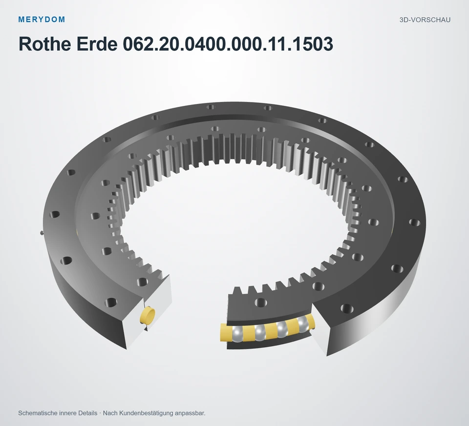 Vorschau des 3D-Modells des MERYDOM-Ersatzdrehkranzes für Rothe Erde 062.20.0400.000.11.1503.