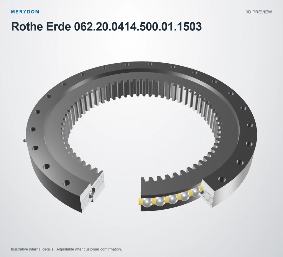 3D model preview of the MERYDOM replacement slewing bearing for Rothe Erde 062.20.0414.500.01.1503.