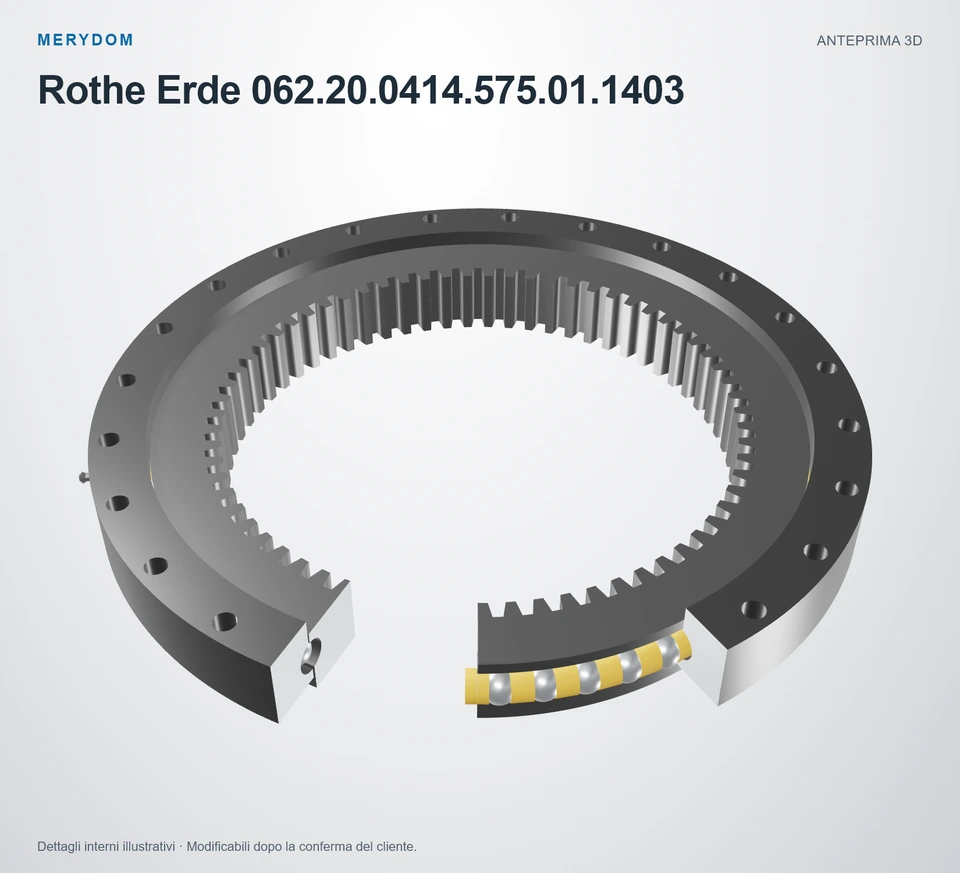 Anteprima del modello 3D del cuscinetto di rotazione sostitutivo MERYDOM per Rothe Erde 062.20.0414.575.01.1403.