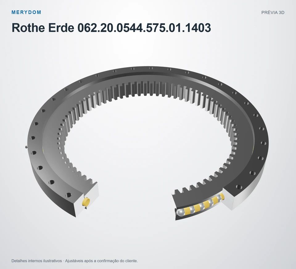 Prévia do modelo 3D do rolamento de giro de substituição MERYDOM para Rothe Erde 062.20.0544.575.01.1403.