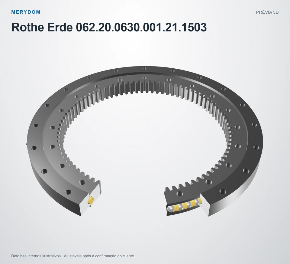 Prévia do modelo 3D do rolamento de giro de substituição MERYDOM para Rothe Erde 062.20.0630.001.21.1503.