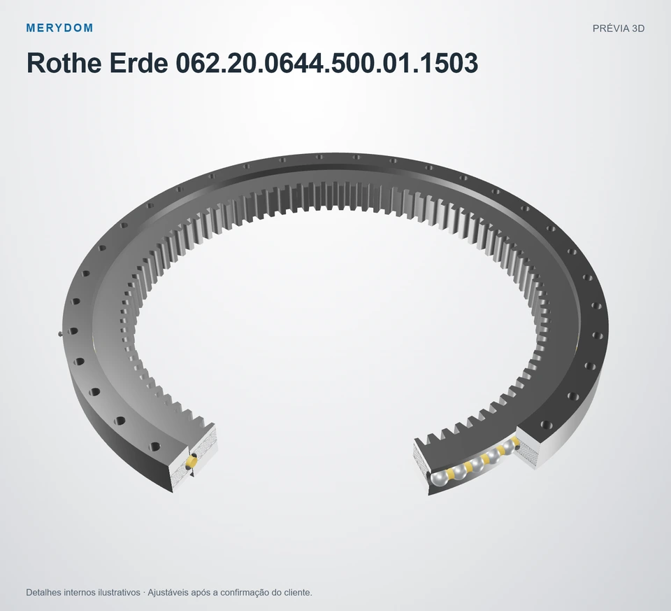 Prévia do modelo 3D do rolamento de giro de substituição MERYDOM para Rothe Erde 062.20.0644.500.01.1503.