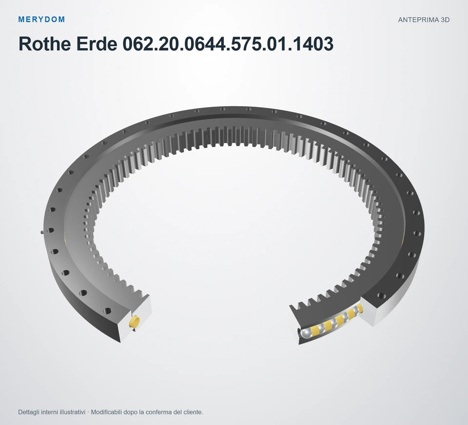 Anteprima del modello 3D del cuscinetto di rotazione sostitutivo MERYDOM per Rothe Erde 062.20.0644.575.01.1403.