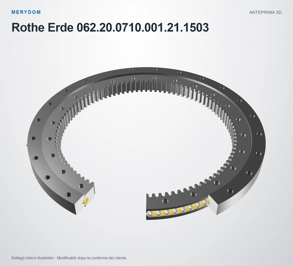 Anteprima del modello 3D del cuscinetto di rotazione sostitutivo MERYDOM per Rothe Erde 062.20.0710.001.21.1503.