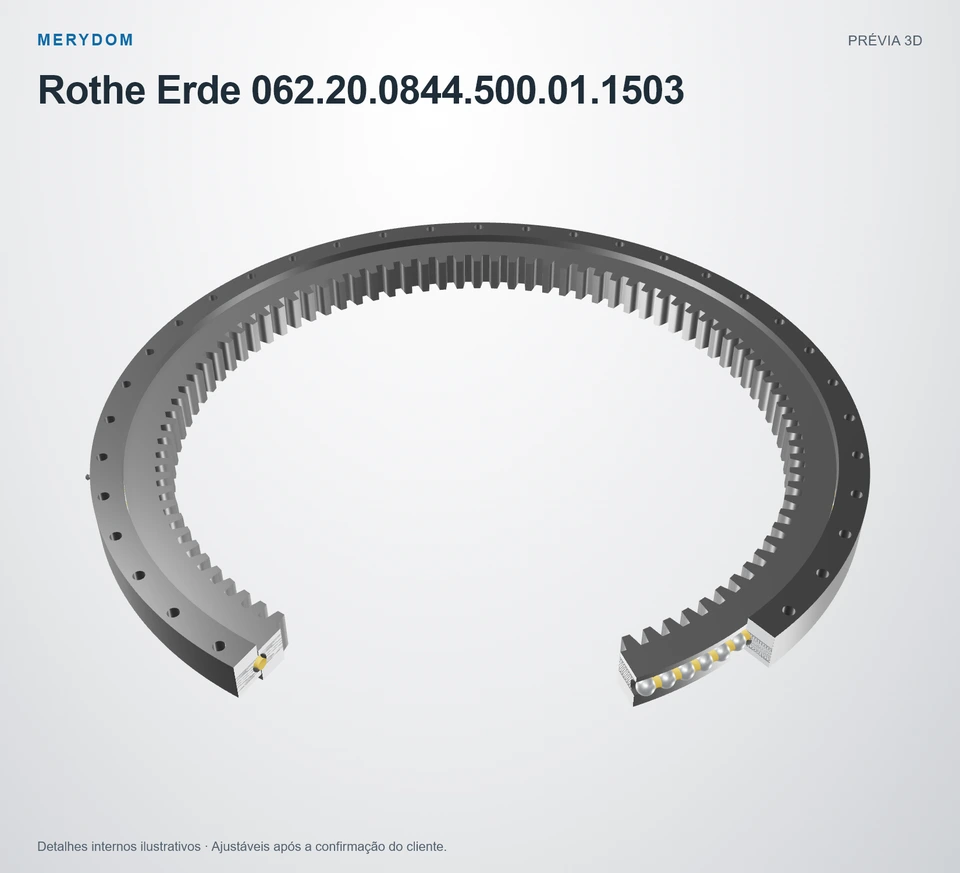 Prévia do modelo 3D do rolamento de giro de substituição MERYDOM para Rothe Erde 062.20.0844.500.01.1503.