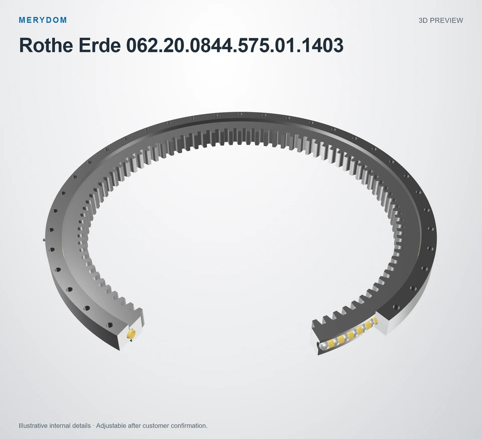 3D model preview of the MERYDOM replacement slewing bearing for Rothe Erde 062.20.0844.575.01.1403.