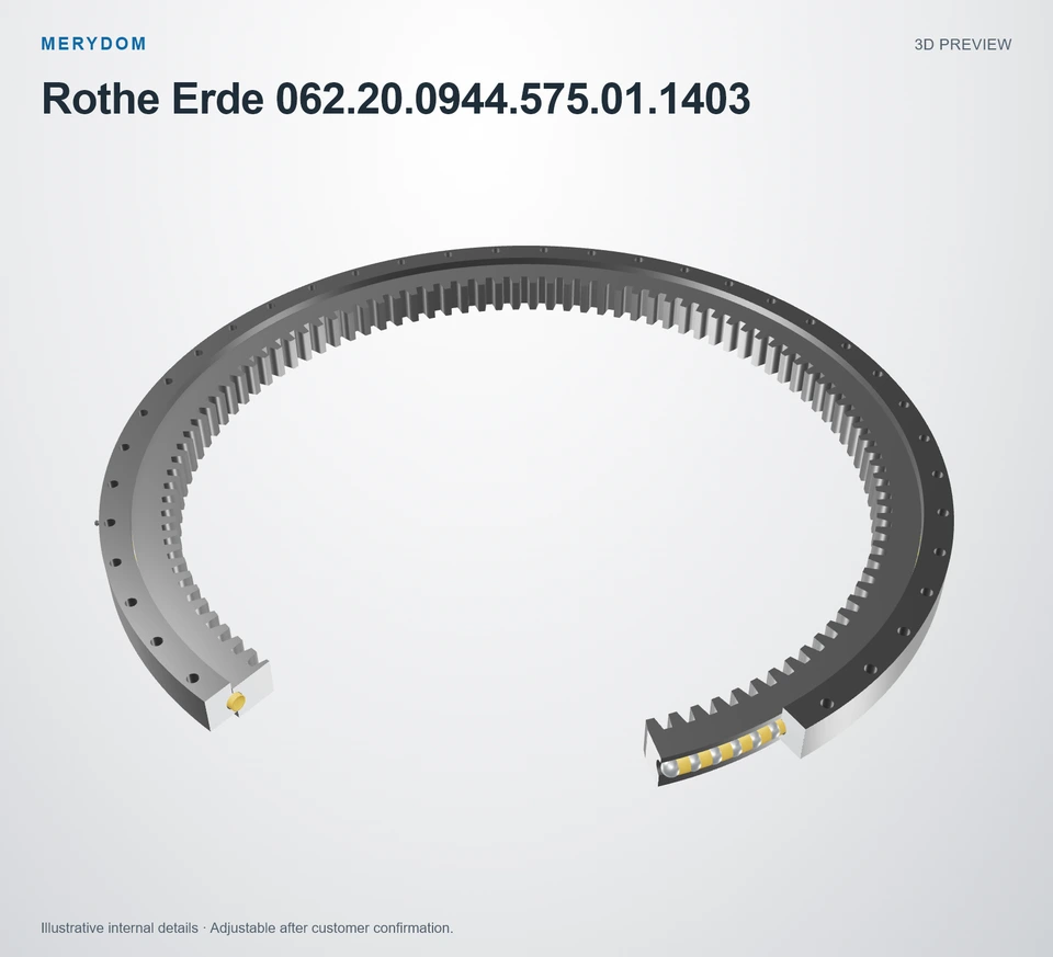 3D model preview of the MERYDOM replacement slewing bearing for Rothe Erde 062.20.0944.575.01.1403.