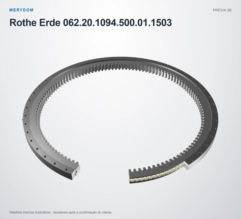 Prévia do modelo 3D do rolamento de giro de substituição MERYDOM para Rothe Erde 062.20.1094.500.01.1503.