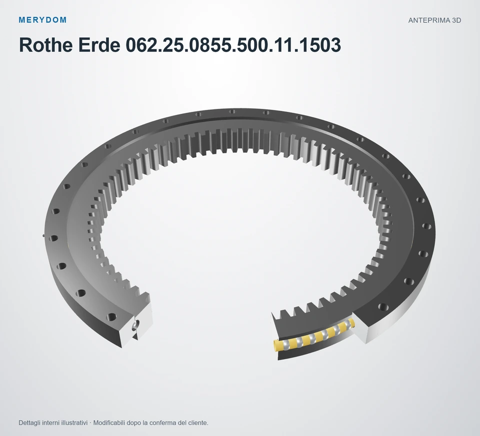 Anteprima del modello 3D del cuscinetto di rotazione sostitutivo MERYDOM per Rothe Erde 062.25.0855.500.11.1503.