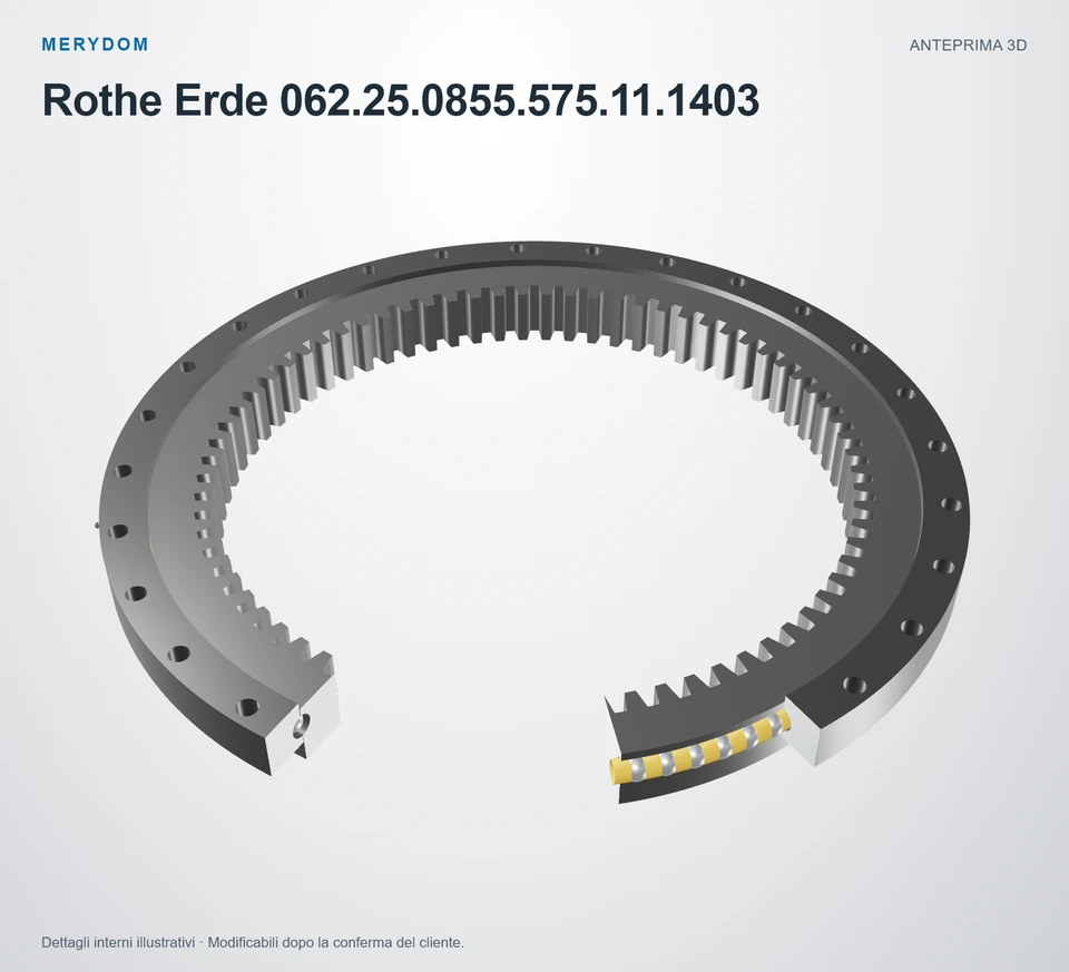 Anteprima del modello 3D del cuscinetto di rotazione sostitutivo MERYDOM per Rothe Erde 062.25.0855.575.11.1403.