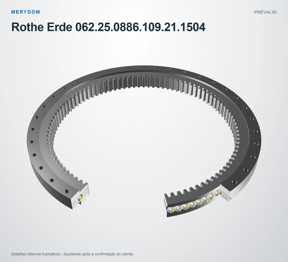 Prévia do modelo 3D do rolamento de giro de substituição MERYDOM para Rothe Erde 062.25.0886.109.21.1504.