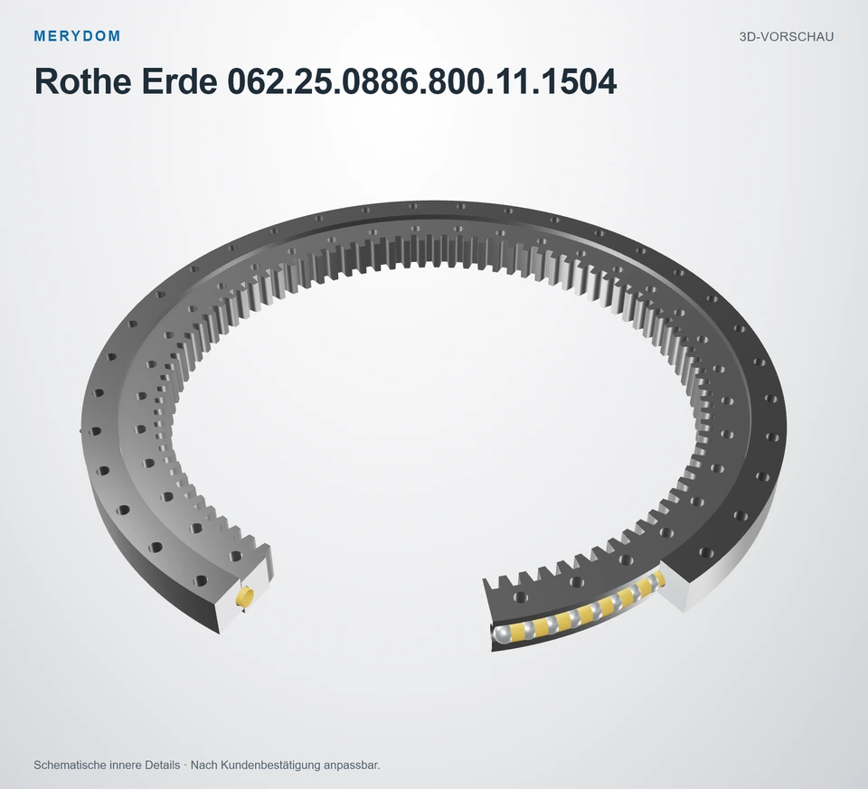 Vorschau des 3D-Modells des MERYDOM-Ersatzdrehkranzes für Rothe Erde 062.25.0886.800.11.1504.