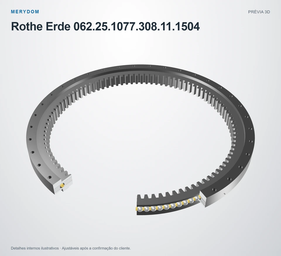 Prévia do modelo 3D do rolamento de giro de substituição MERYDOM para Rothe Erde 062.25.1077.308.11.1504.