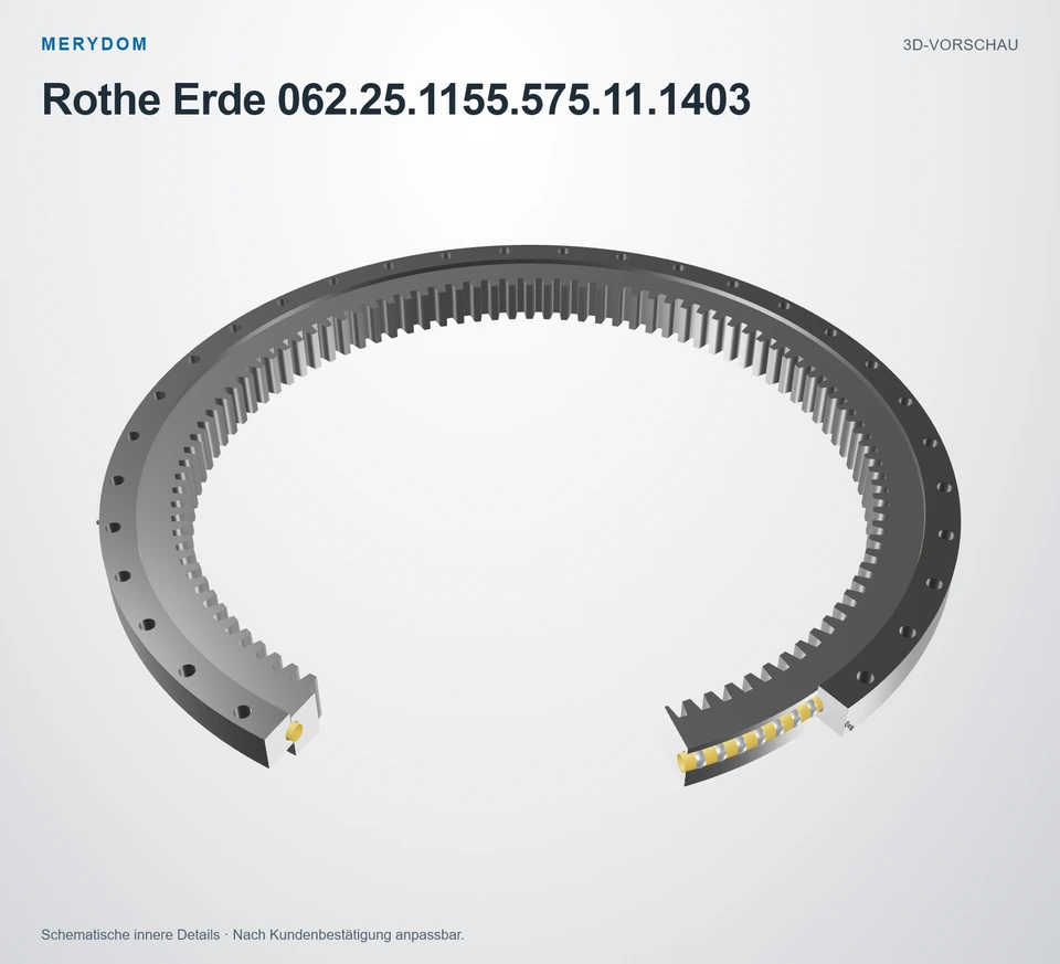 Vorschau des 3D-Modells des MERYDOM-Ersatzdrehkranzes für Rothe Erde 062.25.1155.575.11.1403.