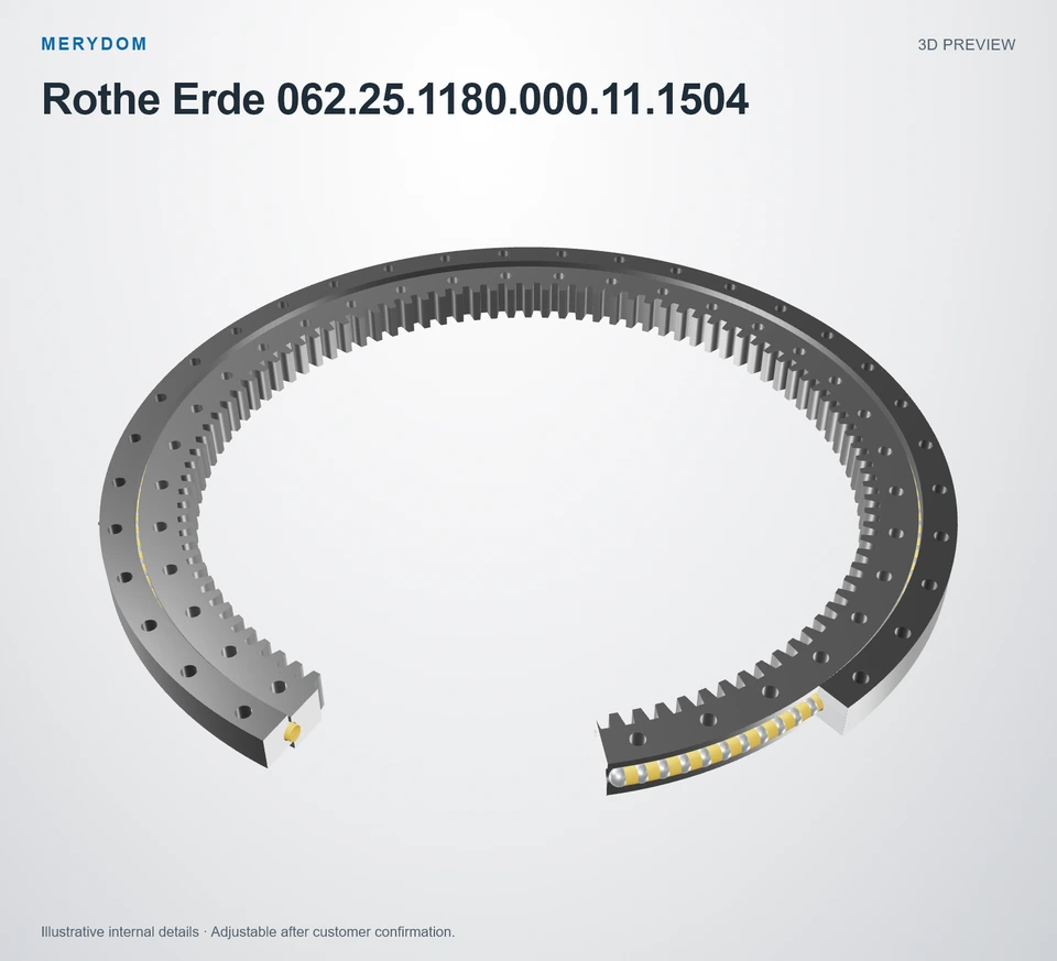 3D model preview of the MERYDOM replacement slewing bearing for Rothe Erde 062.25.1180.000.11.1504.