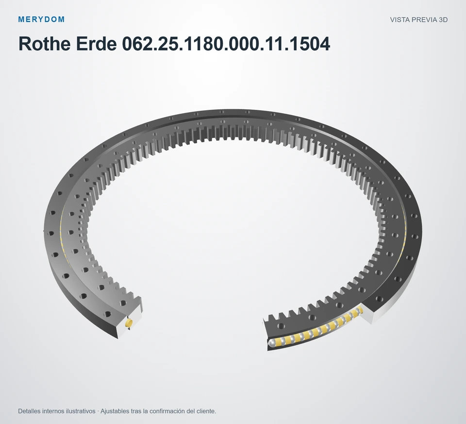 Vista previa del modelo 3D de la corona de giro de sustitución MERYDOM para Rothe Erde 062.25.1180.000.11.1504.