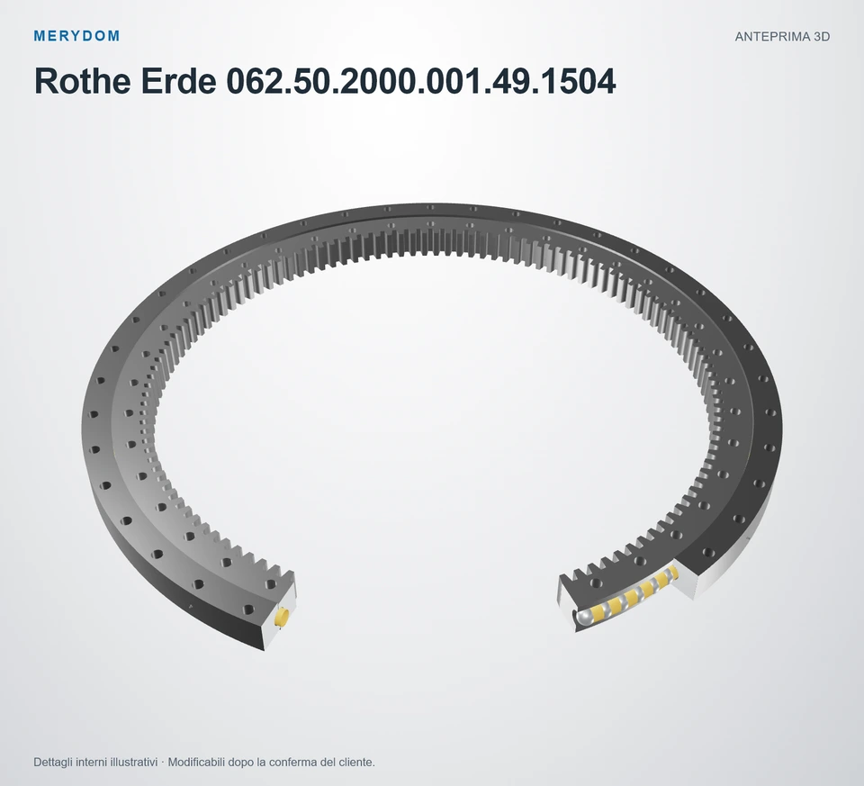 Anteprima del modello 3D del cuscinetto di rotazione sostitutivo MERYDOM per Rothe Erde 062.50.2000.001.49.1504.