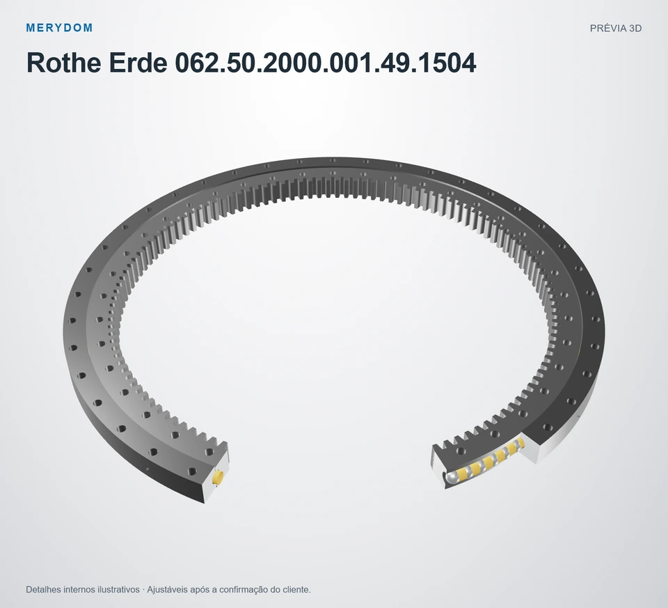 Prévia do modelo 3D do rolamento de giro de substituição MERYDOM para Rothe Erde 062.50.2000.001.49.1504.