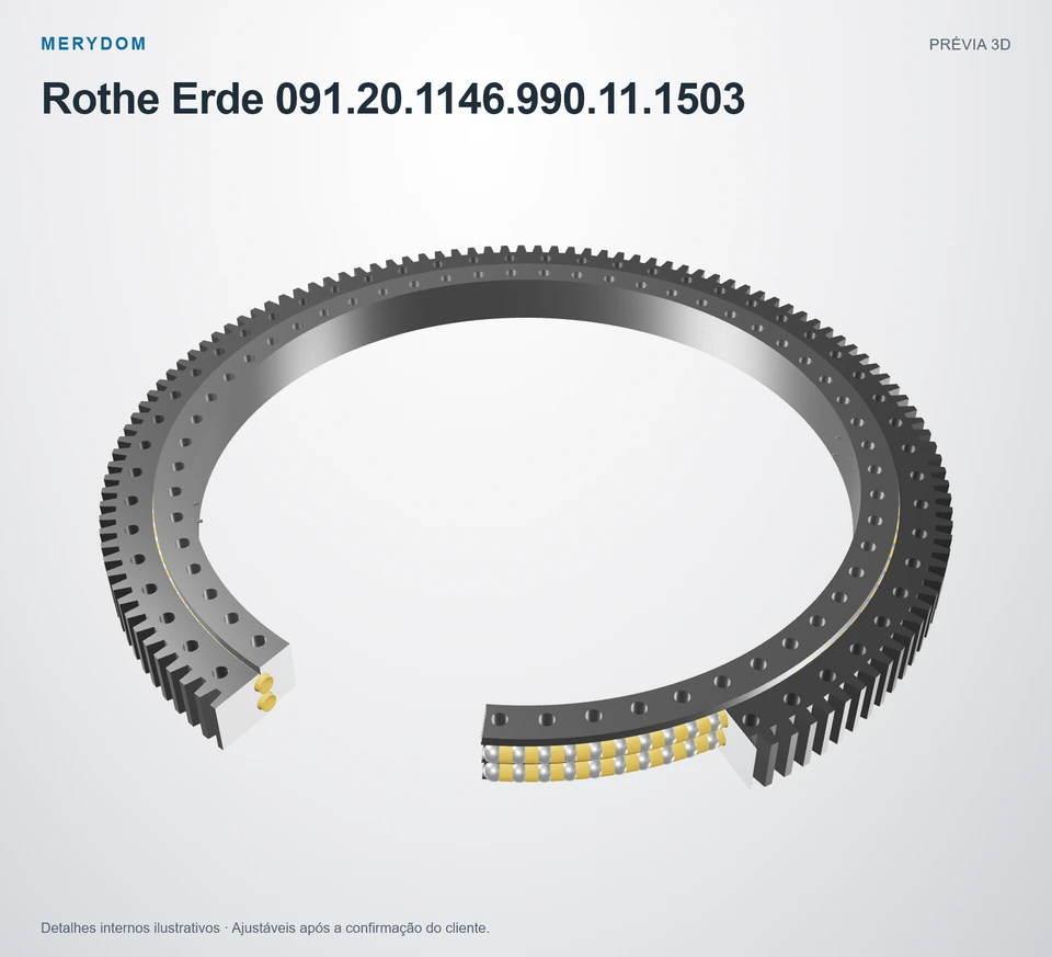 Prévia do modelo 3D do rolamento de giro de substituição MERYDOM para Rothe Erde 091.20.1146.990.11.1503.