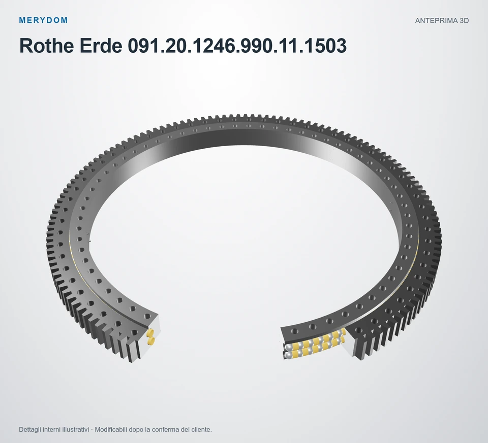Anteprima del modello 3D del cuscinetto di rotazione sostitutivo MERYDOM per Rothe Erde 091.20.1246.990.11.1503.