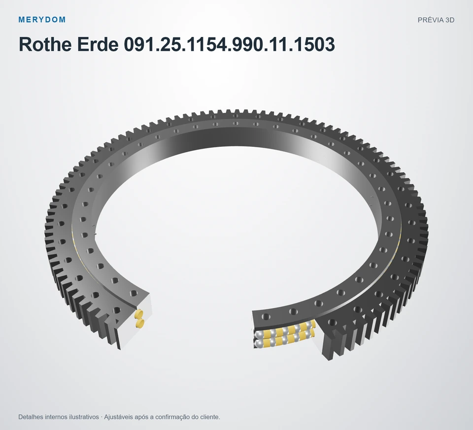 Prévia do modelo 3D do rolamento de giro de substituição MERYDOM para Rothe Erde 091.25.1154.990.11.1503.