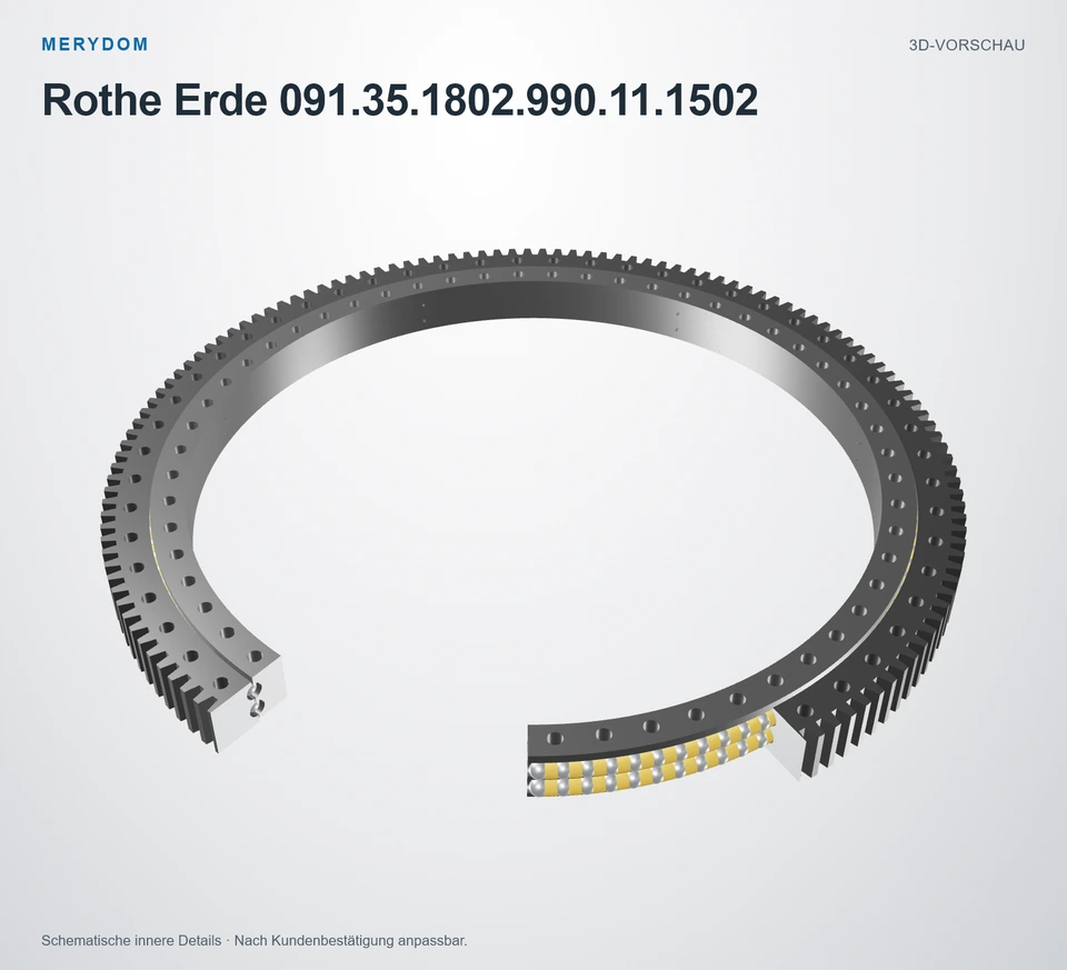 Vorschau des 3D-Modells des MERYDOM-Ersatzdrehkranzes für Rothe Erde 091.35.1802.990.11.1502.