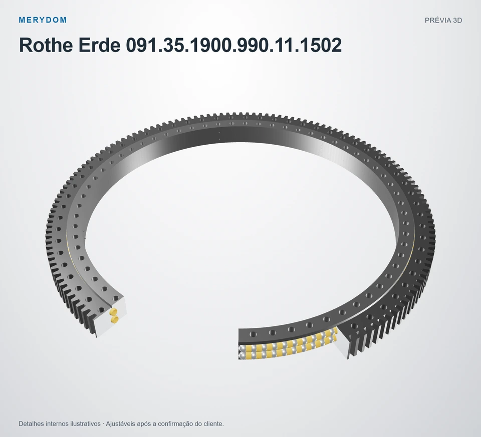 Prévia do modelo 3D do rolamento de giro de substituição MERYDOM para Rothe Erde 091.35.1900.990.11.1502.