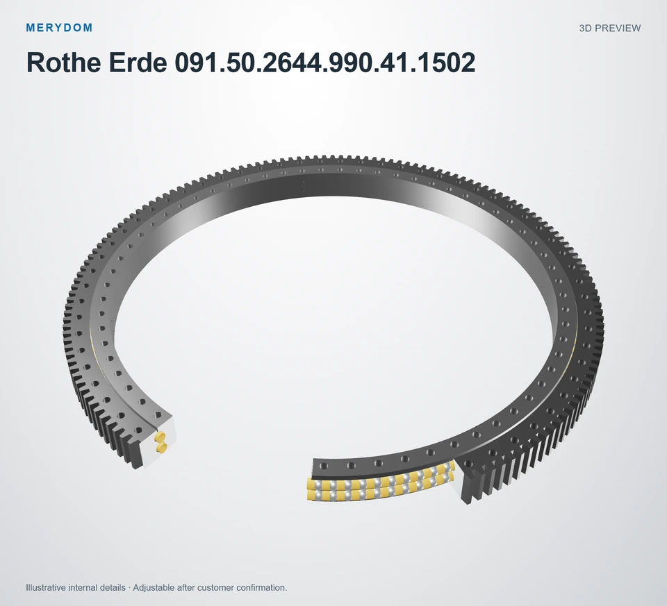 3D model preview of the MERYDOM replacement slewing bearing for Rothe Erde 091.50.2644.990.41.1502.