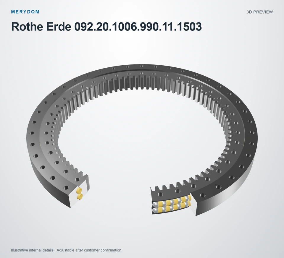 3D model preview of the MERYDOM replacement slewing bearing for Rothe Erde 092.20.1006.990.11.1503.