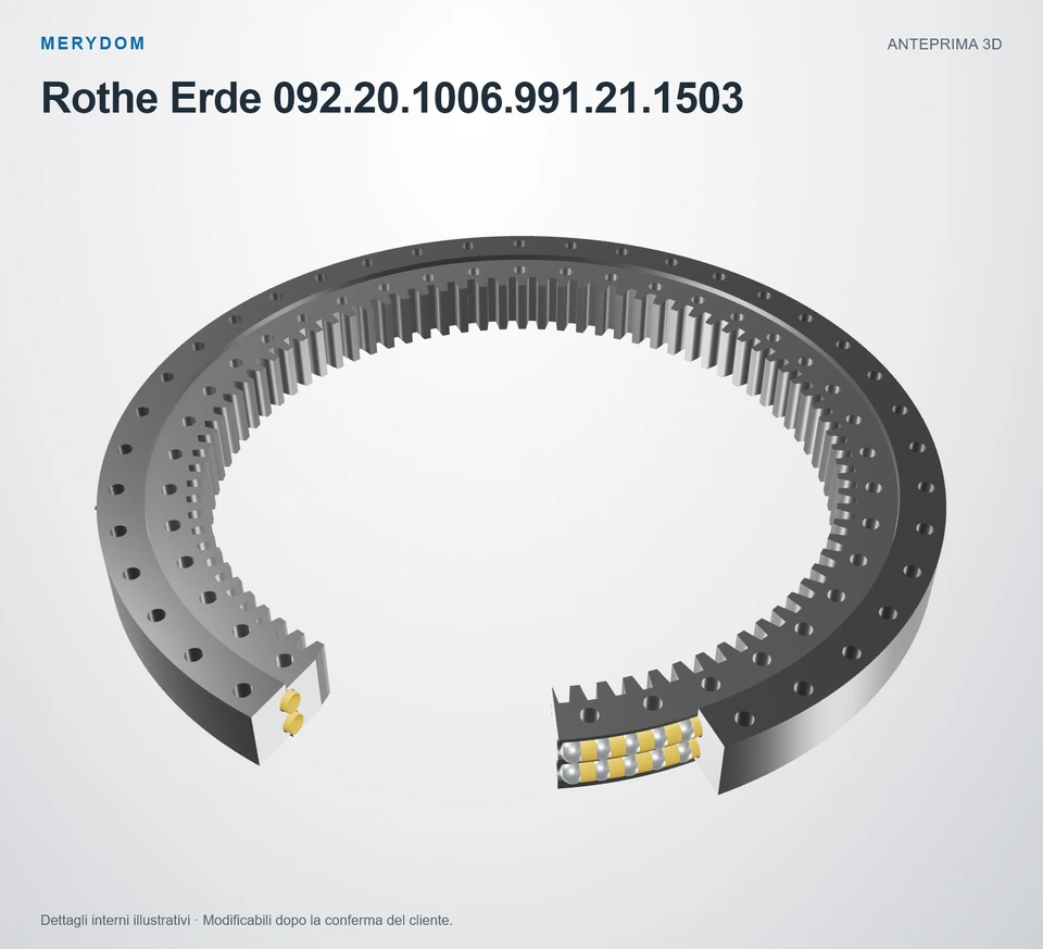 Anteprima del modello 3D del cuscinetto di rotazione sostitutivo MERYDOM per Rothe Erde 092.20.1006.991.21.1503.