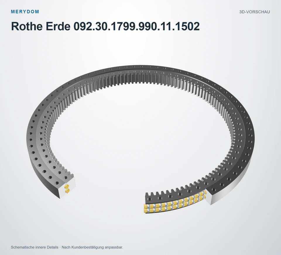 Vorschau des 3D-Modells des MERYDOM-Ersatzdrehkranzes für Rothe Erde 092.30.1799.990.11.1502.