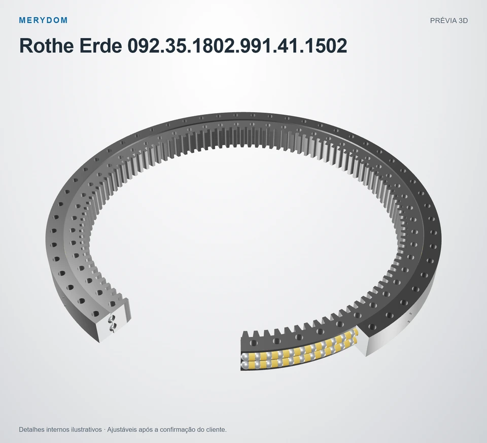 Prévia do modelo 3D do rolamento de giro de substituição MERYDOM para Rothe Erde 092.35.1802.991.41.1502.