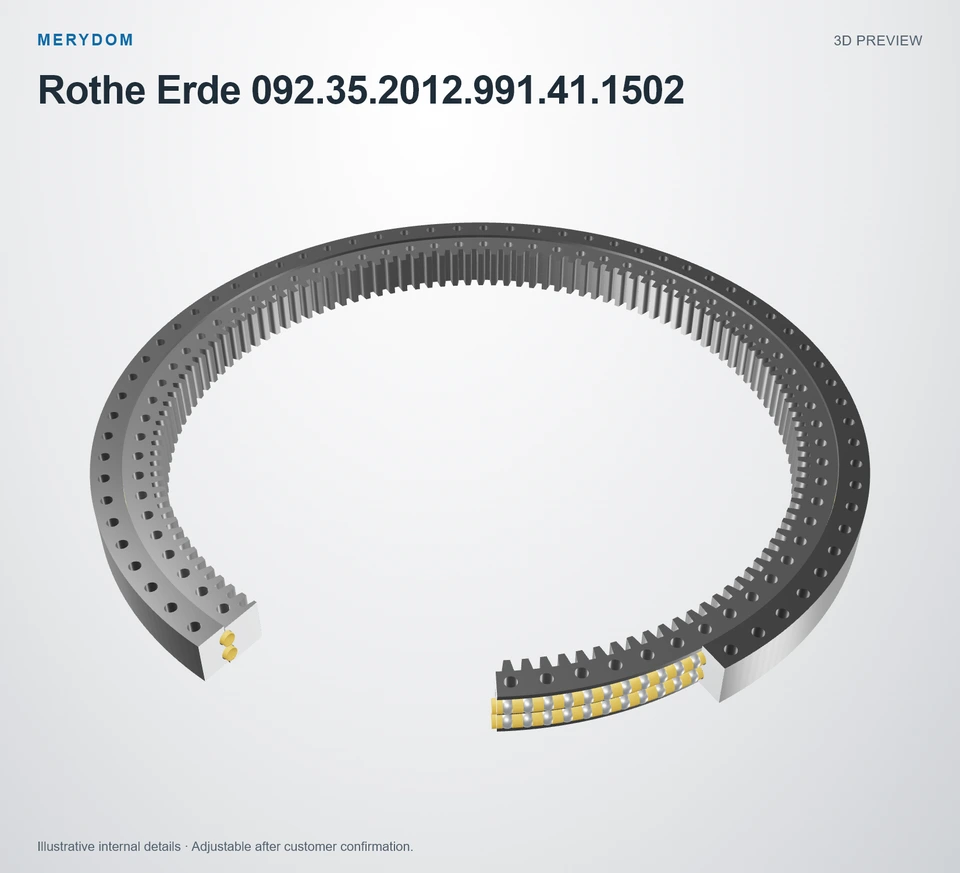 3D model preview of the MERYDOM replacement slewing bearing for Rothe Erde 092.35.2012.991.41.1502.