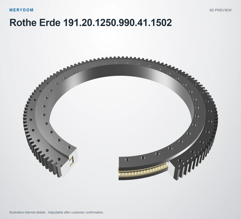 3D model preview of the MERYDOM replacement slewing bearing for Rothe Erde 191.20.1250.990.41.1502.
