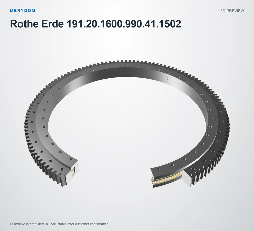 3D model preview of the MERYDOM replacement slewing bearing for Rothe Erde 191.20.1600.990.41.1502.