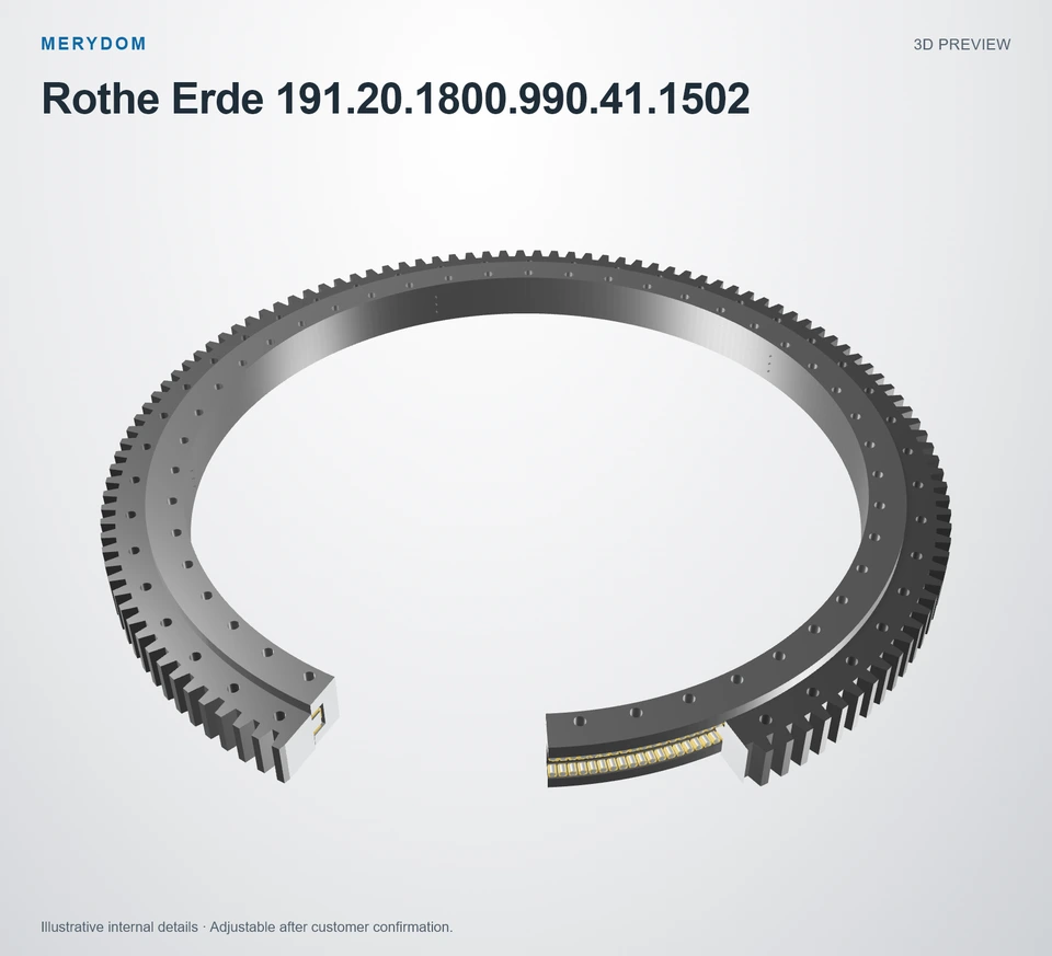 3D model preview of the MERYDOM replacement slewing bearing for Rothe Erde 191.20.1800.990.41.1502.