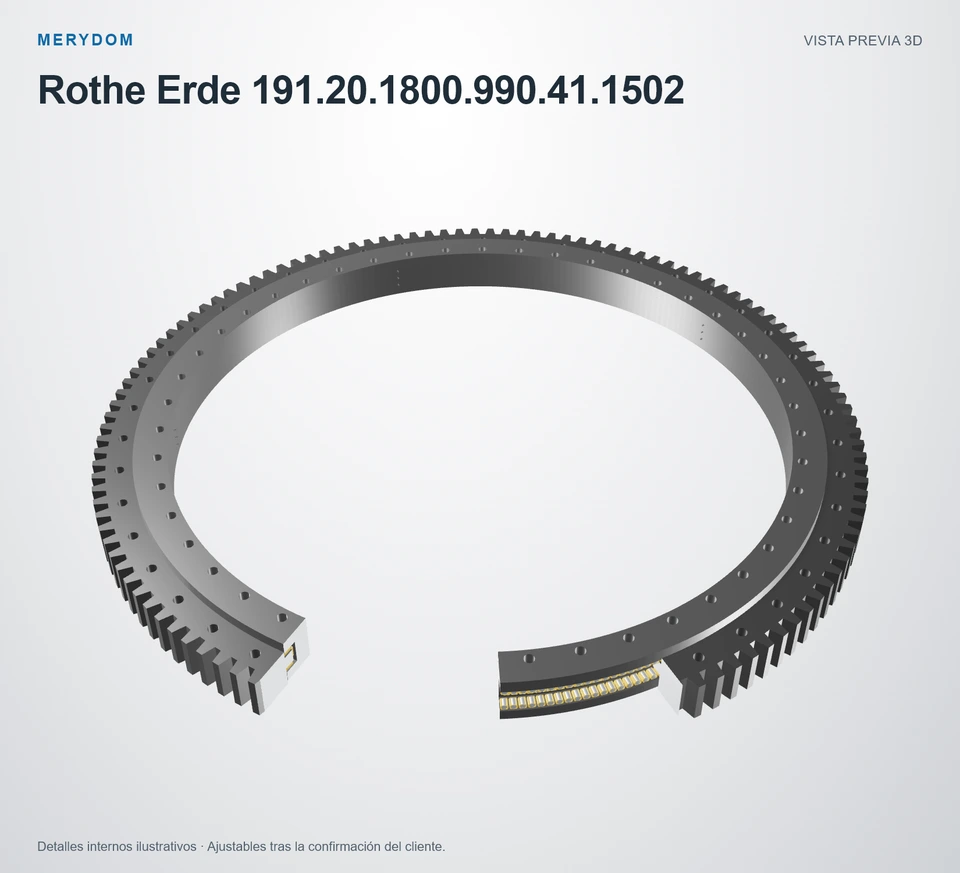 Vista previa del modelo 3D de la corona de giro de sustitución MERYDOM para Rothe Erde 191.20.1800.990.41.1502.