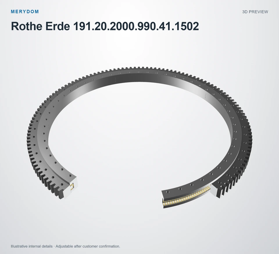 3D model preview of the MERYDOM replacement slewing bearing for Rothe Erde 191.20.2000.990.41.1502.