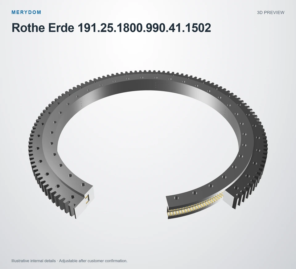 3D model preview of the MERYDOM replacement slewing bearing for Rothe Erde 191.25.1800.990.41.1502.