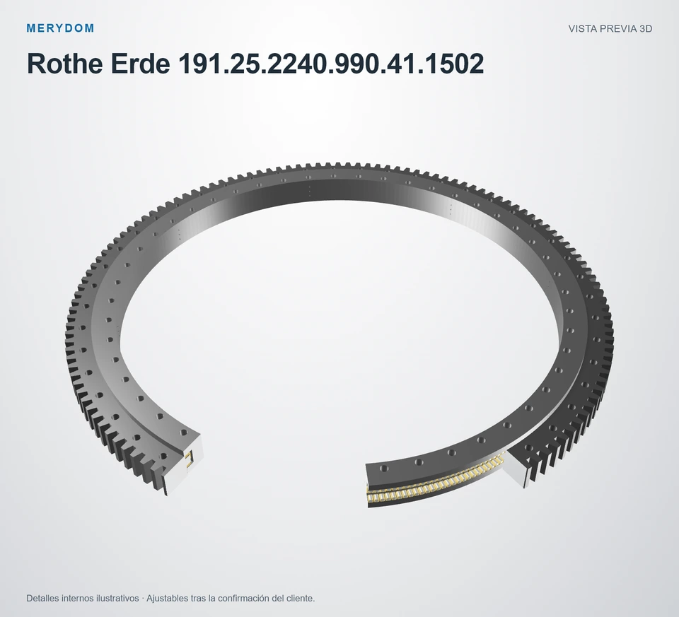 Vista previa del modelo 3D de la corona de giro de sustitución MERYDOM para Rothe Erde 191.25.2240.990.41.1502.