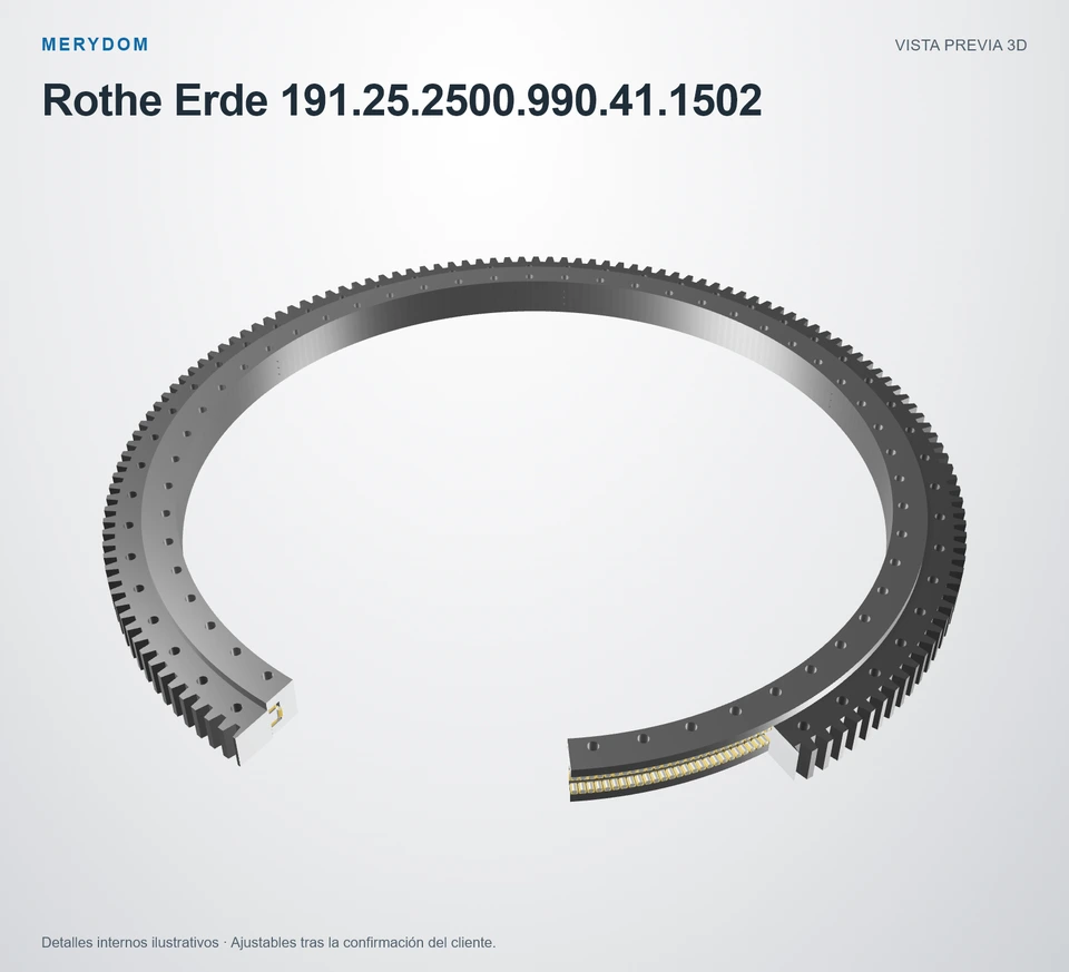 Vista previa del modelo 3D de la corona de giro de sustitución MERYDOM para Rothe Erde 191.25.2500.990.41.1502.