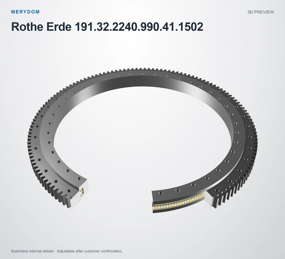 3D model preview of the MERYDOM replacement slewing bearing for Rothe Erde 191.32.2240.990.41.1502.