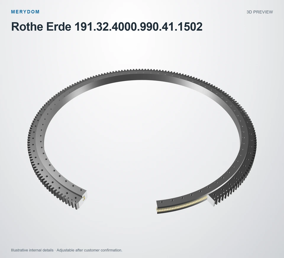3D model preview of the MERYDOM replacement slewing bearing for Rothe Erde 191.32.4000.990.41.1502.