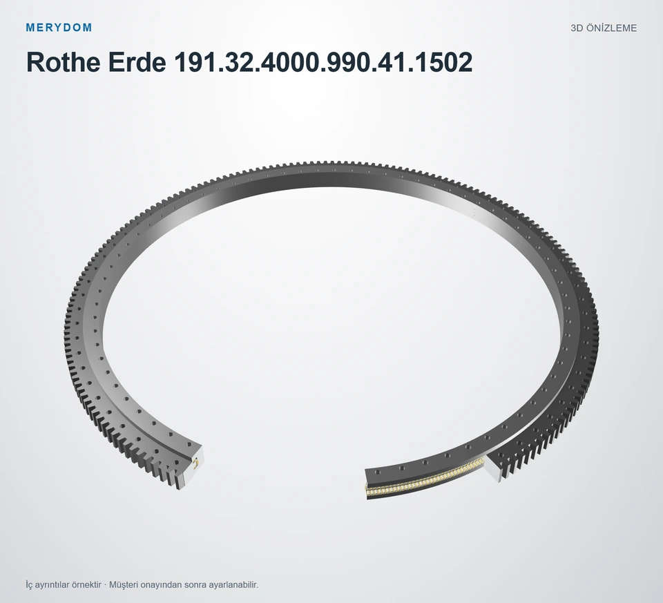 Rothe Erde 191.32.4000.990.41.1502 için MERYDOM muadil döner tabla rulmanının 3D model önizlemesi.