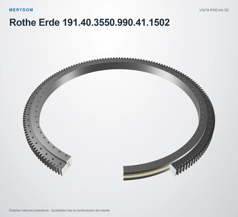 Vista previa del modelo 3D de la corona de giro de sustitución MERYDOM para Rothe Erde 191.40.3550.990.41.1502.