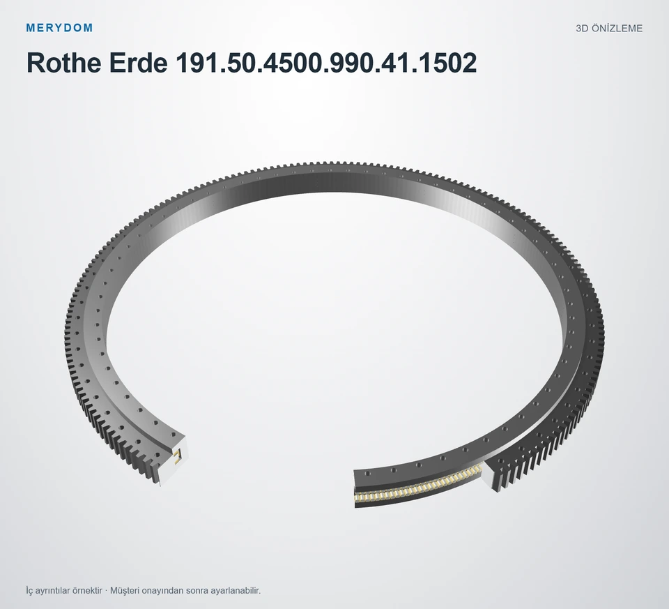 Rothe Erde 191.50.4500.990.41.1502 için MERYDOM muadil döner tabla rulmanının 3D model önizlemesi.